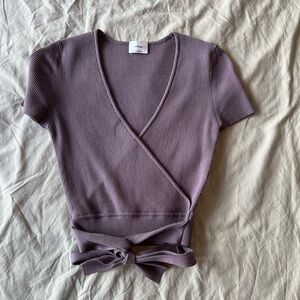 Aritzia Wilfred Purple Wrap Blouse with Tie Front